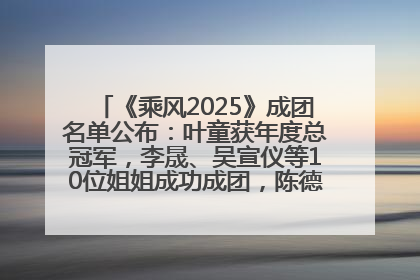 《乘风2025》成团名单公布：叶童获年度总冠军，李晟、吴宣仪等10位姐姐成功成团，陈德容获年度高光人物