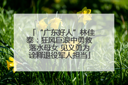 “广东好人”林佳泰：狂风巨浪中勇救落水母女 见义勇为诠释退役军人担当
