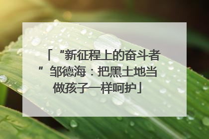 “新征程上的奋斗者”邹德海：把黑土地当做孩子一样呵护