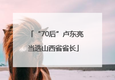 “70后”卢东亮当选山西省省长