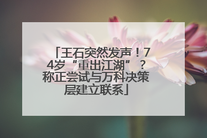 王石突然发声！74岁“重出江湖”？称正尝试与万科决策层建立联系