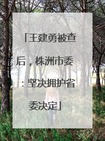 王建勇被查后，株洲市委：坚决拥护省委决定