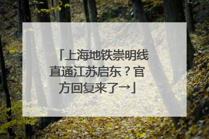 上海地铁崇明线直通江苏启东？官方回复来了→
