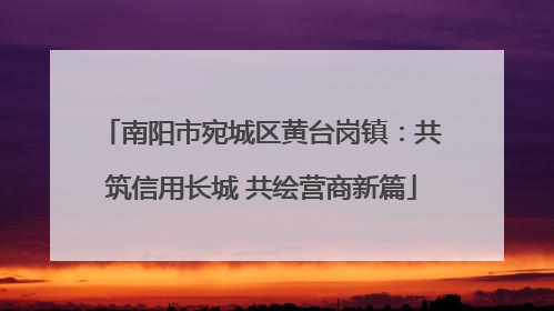 南阳市宛城区黄台岗镇：共筑信用长城 共绘营商新篇