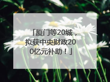 厦门等20城，拟获中央财政200亿元补助！