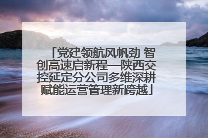 党建领航风帆劲 智创高速启新程—陕西交控延定分公司多维深耕赋能运营管理新跨越
