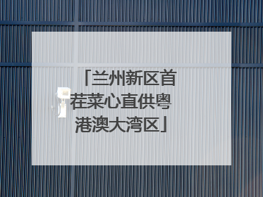 兰州新区首茬菜心直供粤港澳大湾区