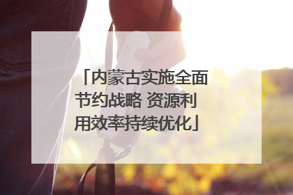 内蒙古实施全面节约战略 资源利用效率持续优化