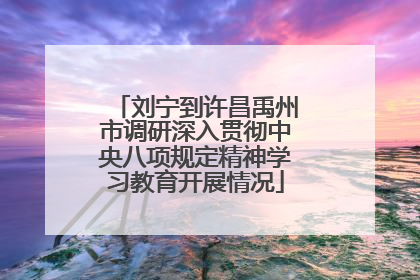 刘宁到许昌禹州市调研深入贯彻中央八项规定精神学习教育开展情况