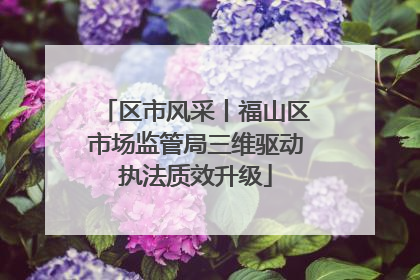区市风采丨福山区市场监管局三维驱动执法质效升级