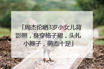 周杰伦晒3岁小女儿背影照，身穿格子裙，头扎小辫子，萌态十足