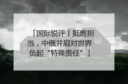 国际锐评丨挺膺担当，中俄并肩对世界负起“特殊责任”