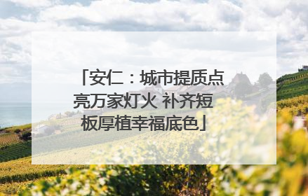 安仁：城市提质点亮万家灯火 补齐短板厚植幸福底色