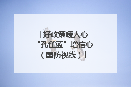 好政策暖人心 “孔雀蓝”增信心（国防视线）
