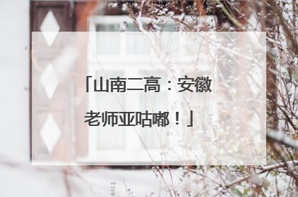 山南二高：安徽老师亚咕嘟！