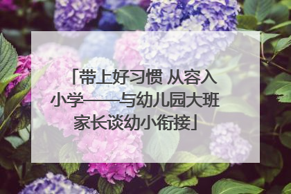 带上好习惯 从容入小学——与幼儿园大班家长谈幼小衔接