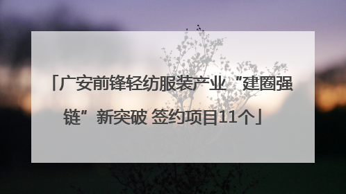 广安前锋轻纺服装产业“建圈强链”新突破 签约项目11个