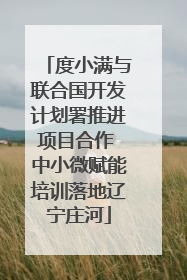 度小满与联合国开发计划署推进项目合作 中小微赋能培训落地辽宁庄河