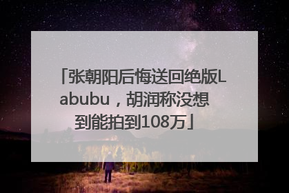张朝阳后悔送回绝版Labubu，胡润称没想到能拍到108万