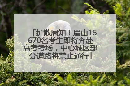 扩散周知！眉山16670名考生即将奔赴高考考场，中心城区部分道路将禁止通行