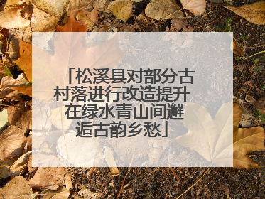 松溪县对部分古村落进行改造提升 在绿水青山间邂逅古韵乡愁