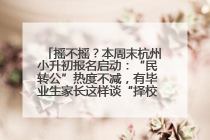 摇不摇？本周末杭州小升初报名启动：“民转公”热度不减，有毕业生家长这样谈“择校真相”……