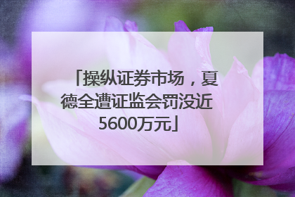 操纵证券市场，夏德全遭证监会罚没近5600万元