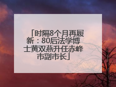 时隔8个月再履新：80后法学博士黄双燕升任赤峰市副市长