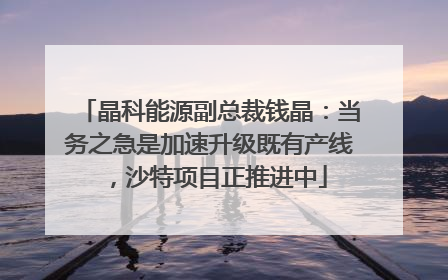 晶科能源副总裁钱晶：当务之急是加速升级既有产线，沙特项目正推进中