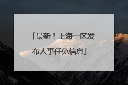 最新！上海一区发布人事任免信息