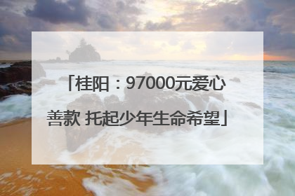 桂阳：97000元爱心善款 托起少年生命希望
