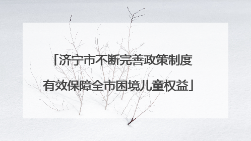 济宁市不断完善政策制度 有效保障全市困境儿童权益