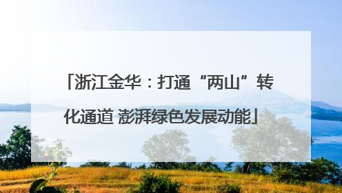 浙江金华：打通“两山”转化通道 澎湃绿色发展动能