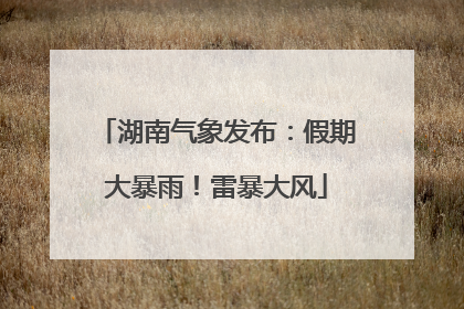 湖南气象发布：假期大暴雨！雷暴大风