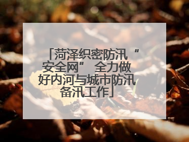 菏泽织密防汛“安全网” 全力做好内河与城市防汛备汛工作