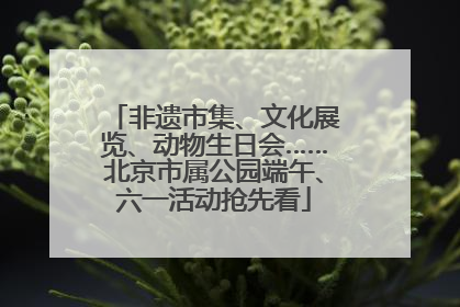 非遗市集、文化展览、动物生日会……北京市属公园端午、六一活动抢先看