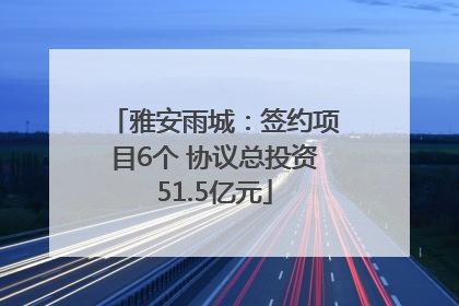 雅安雨城：签约项目6个 协议总投资51.5亿元