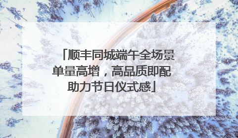 顺丰同城端午全场景单量高增，高品质即配助力节日仪式感