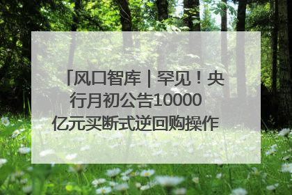 风口智库｜罕见！央行月初公告10000亿元买断式逆回购操作，什么信号？