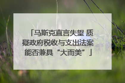 马斯克直言失望 质疑政府税收与支出法案能否兼具“大而美”