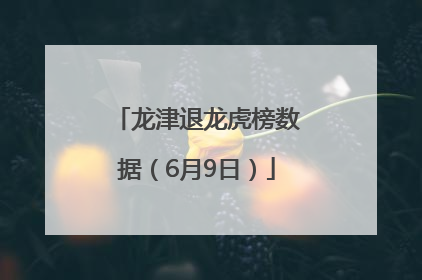 龙津退龙虎榜数据（6月9日）