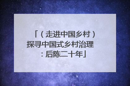（走进中国乡村）探寻中国式乡村治理：后陈二十年