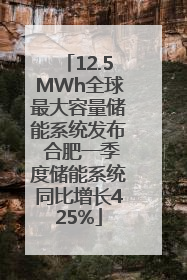 12.5MWh全球最大容量储能系统发布 合肥一季度储能系统同比增长425%