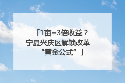 1亩=3倍收益？宁夏兴庆区解锁改革“黄金公式”