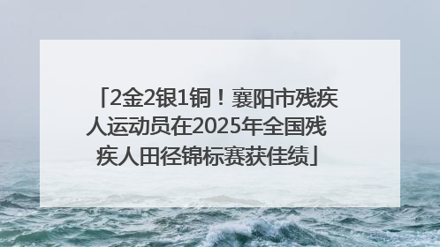 2金2银1铜！襄阳市残疾人运动员在2025年全国残疾人田径锦标赛获佳绩